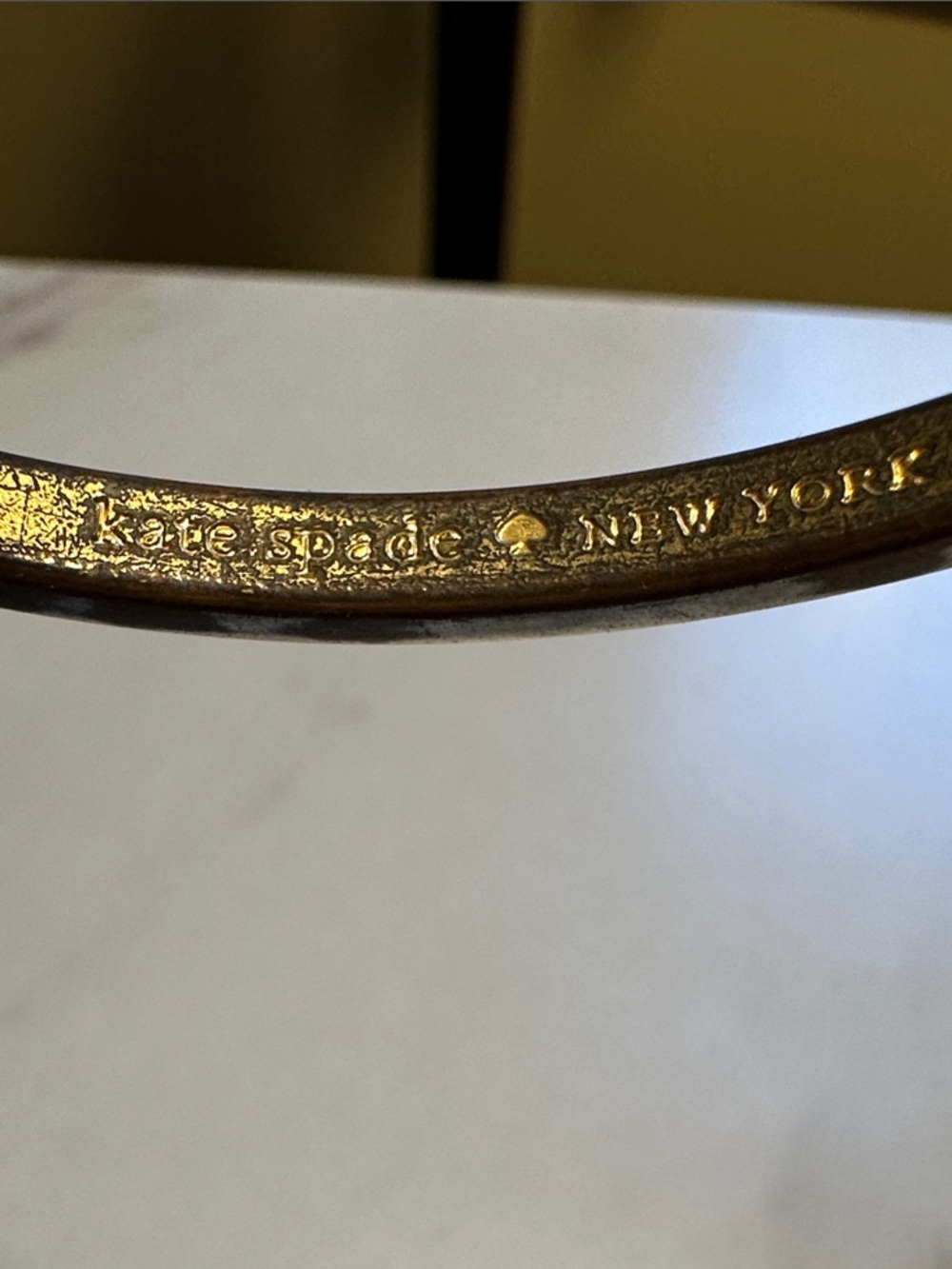 kate spade Olive Green Enamel Bangle Bracelet-Mint Condition - Picture 2 of 3